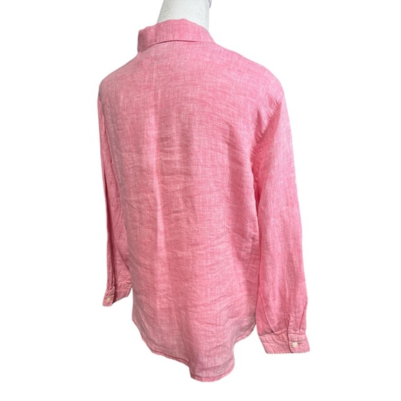 J JILL LOVE LINEN Long Sleeve Button Up Blouse Lagenlook Minimalist Basic Beachy - Picture 2 of 8